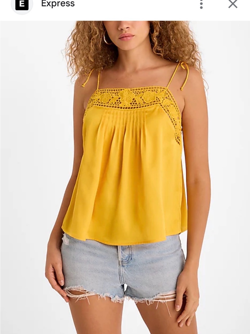 Express Yellow Crochet-Trim Tie-Strap Camisole fairy core